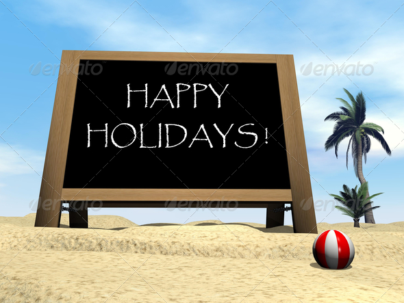 Happy holidays at the beach - 3D render (Misc) Photo Download