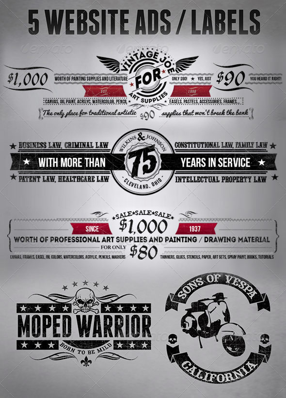 GraphicRiver 5 Vintage Ad or Label Designs 8745978 GraphicRiver 5 Vintage Ad or Label Designs 8745978