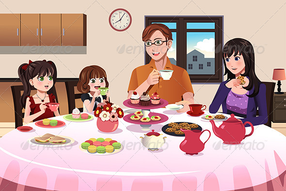 GraphicRiver Family having a Tea Party Together 8746618 GraphicRiver Family having a Tea Party Together 8746618