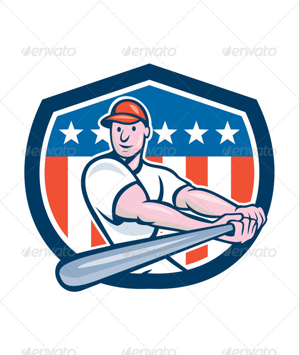 GraphicRiver American Baseball Player Batting Shield Cartoon 8748773 GraphicRiver American Baseball Player Batting Shield Cartoon 8748773