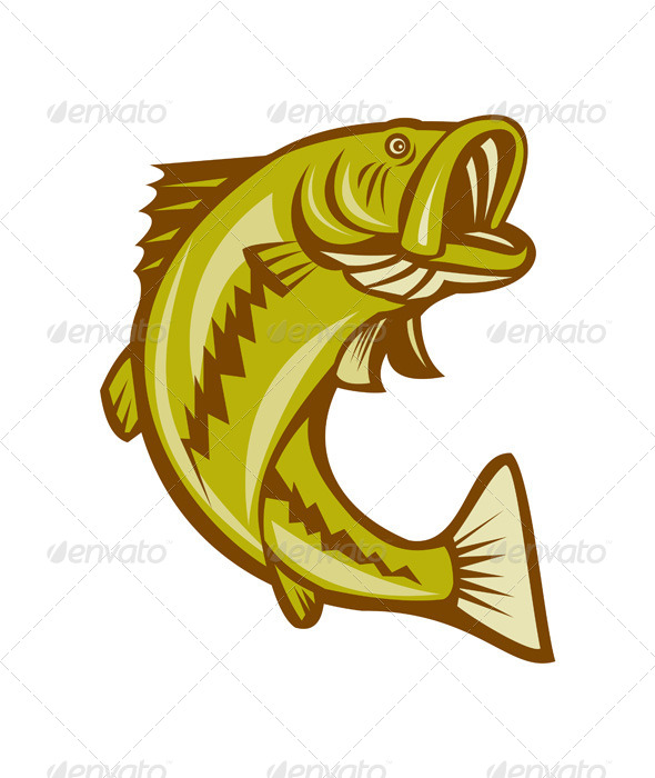 GraphicRiver Largemouth Bass Jumping Cartoon 8748884 GraphicRiver Largemouth Bass Jumping Cartoon 8748884