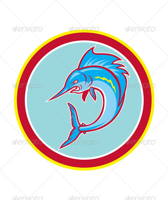 GraphicRiver Sailfish Fish Jumping Circle Cartoon 8748978 GraphicRiver Sailfish Fish Jumping Circle Cartoon 8748978
