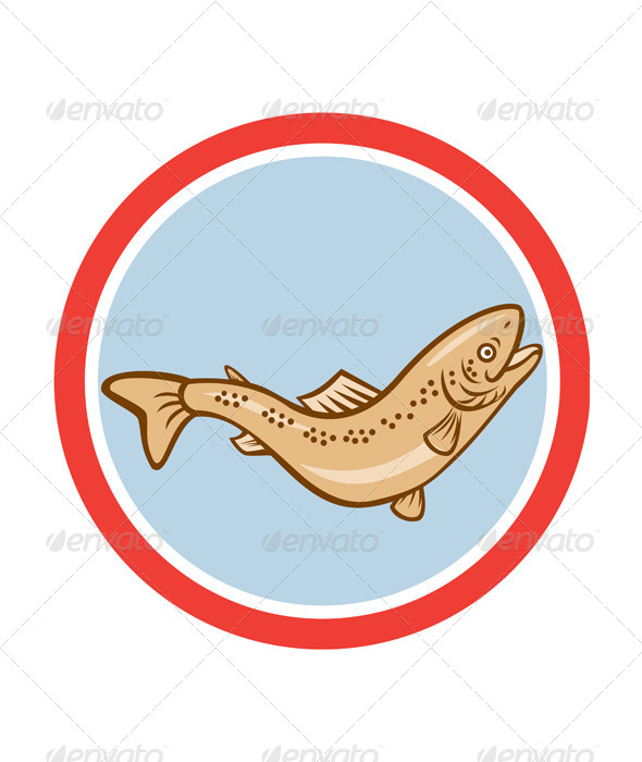 GraphicRiver Trout Rainbow Jumping Circle Cartoon 8748996 GraphicRiver Trout Rainbow Jumping Circle Cartoon 8748996