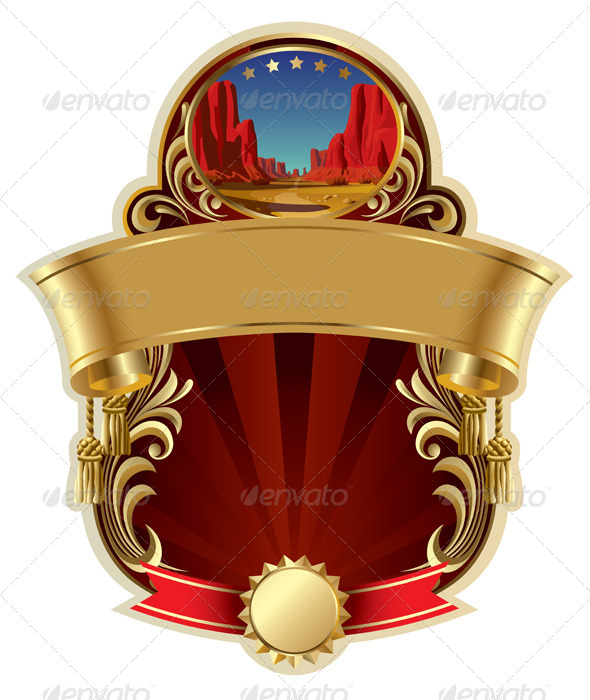 GraphicRiver Gold-Framed Label with a Canyon 8751718 GraphicRiver Gold-Framed Label with a Canyon 8751718