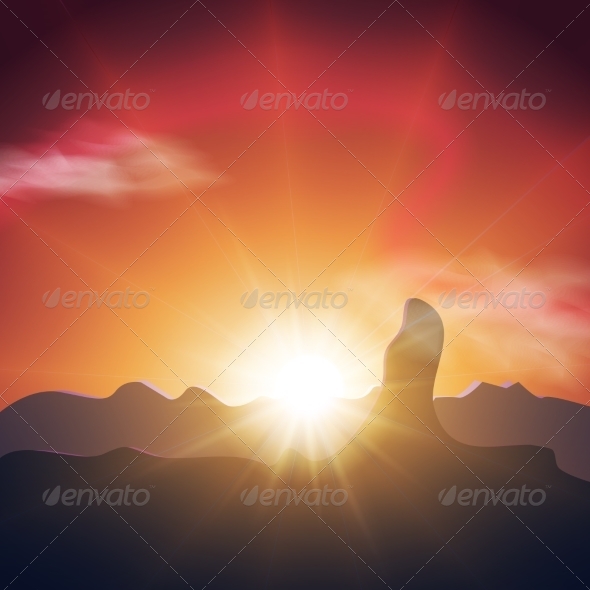 GraphicRiver Beautiful Sunset in the Mountains Orange Sky 8751917 GraphicRiver Beautiful Sunset in the Mountains Orange Sky 8751917