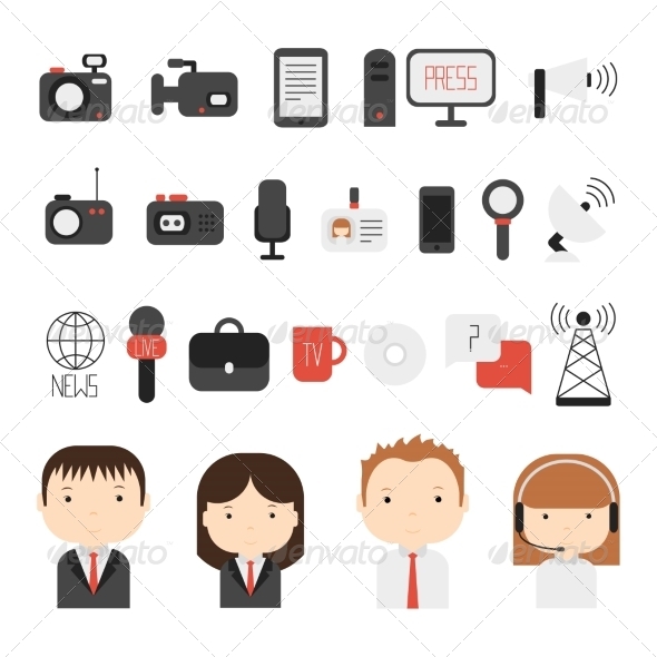 GraphicRiver Set of Flat Colorful Journalism Icons 8752116 GraphicRiver Set of Flat Colorful Journalism Icons 8752116
