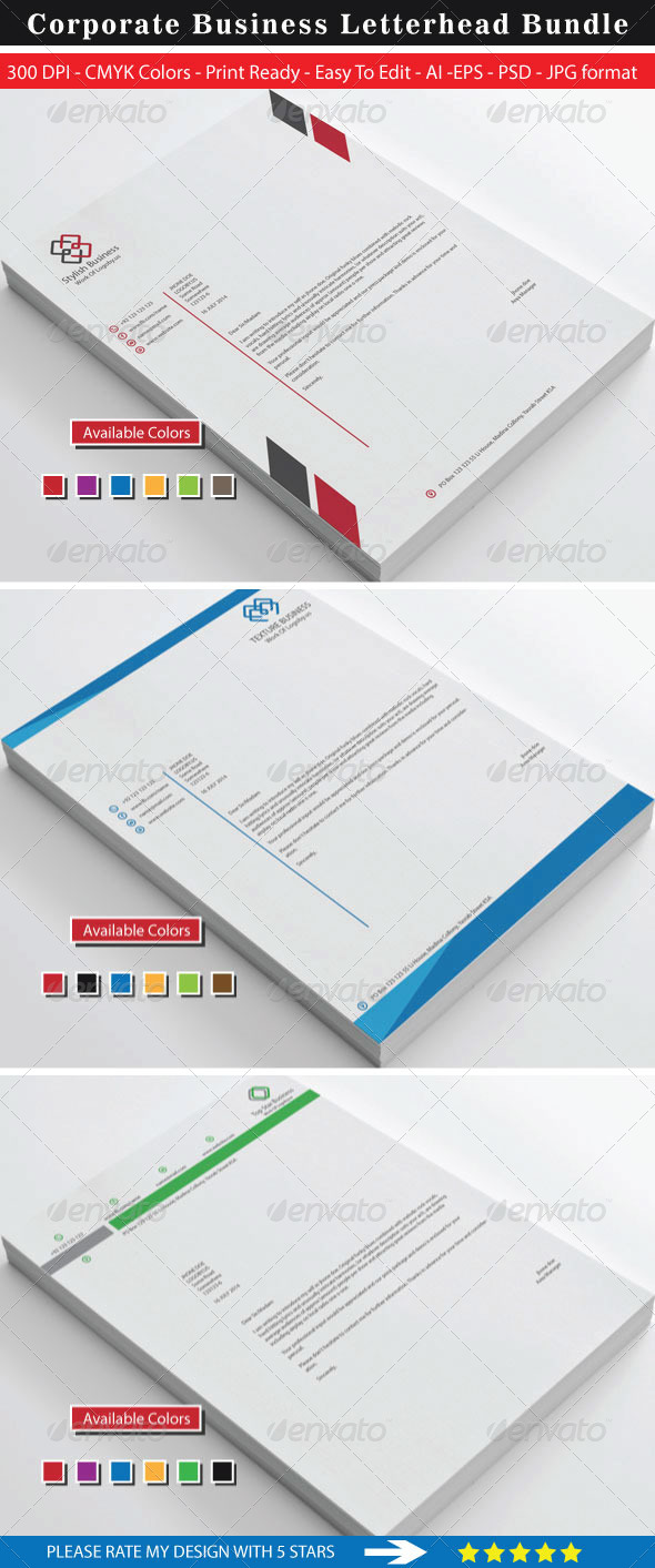 GraphicRiver Clean Stylish Business Letterhead Bundle 8752226 GraphicRiver Clean Stylish Business Letterhead Bundle 8752226