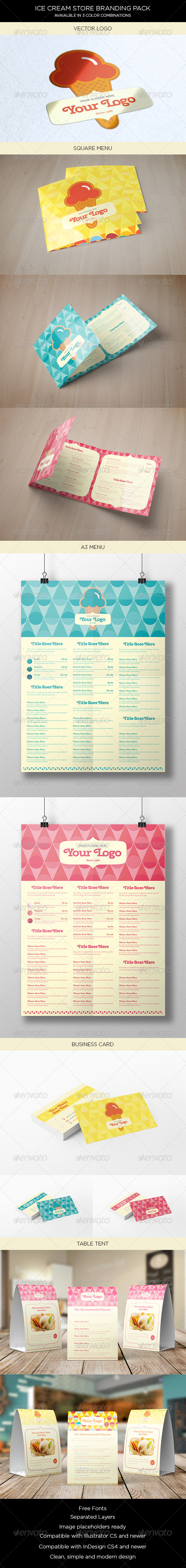 Ice-Cream Store Branding Pack (Food Menus)