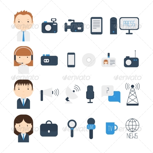 GraphicRiver Set of Flat Colorful Vector Journalism Icons 8755833 GraphicRiver Set of Flat Colorful Vector Journalism Icons 8755833