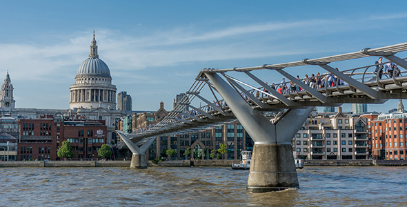 London St Pauls Dome and the Millennium Bridge London St Pauls Dome and the Millennium Bridge