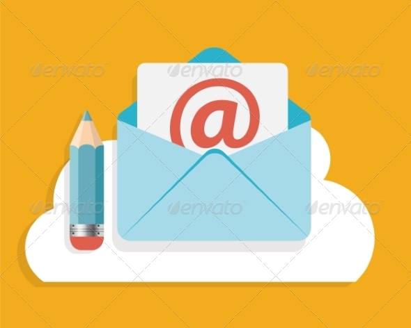 Flat Design Concept Email Write Icon Vector Illust (Web)