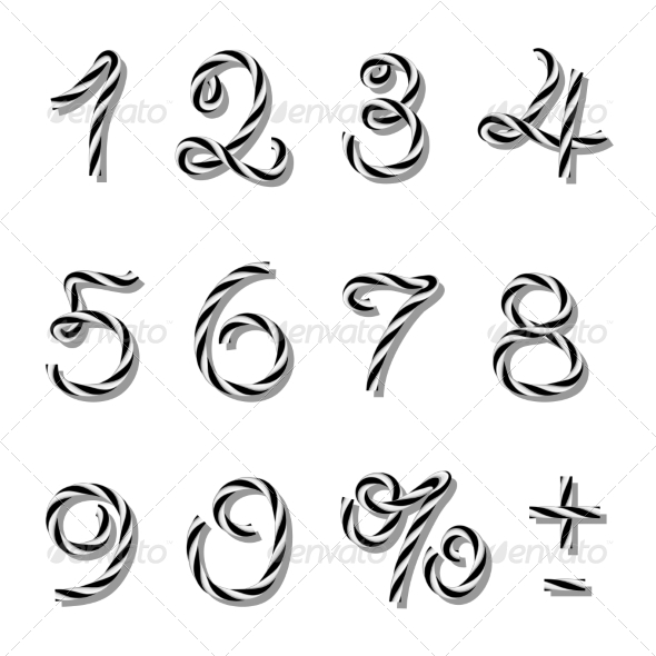 Numbers Set in Twine Style (Decorative Symbols)