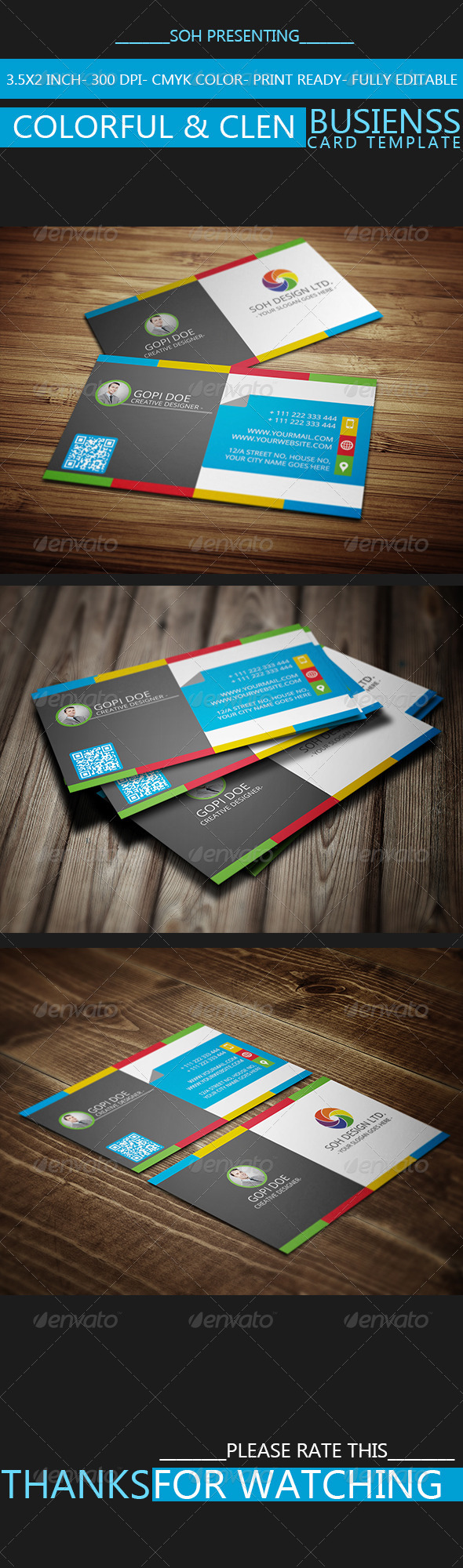 Colorful & Clen Business Card Template (Corporate)