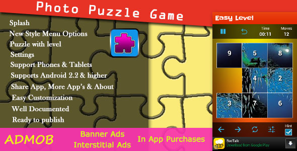 Photo Puzzle Game with AdMob