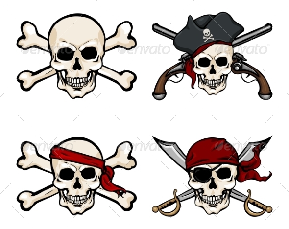 GraphicRiver Vector Set of Different Cartoon Pirate Skulls 8762539 GraphicRiver Vector Set of Different Cartoon Pirate Skulls 8762539