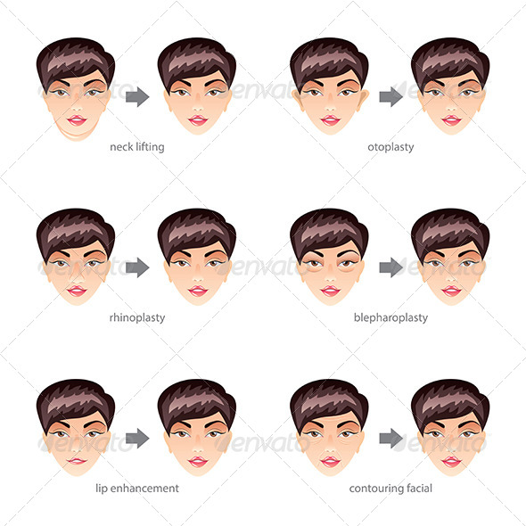 GraphicRiver Plastic Surgery on Face Vector Set 8765253 GraphicRiver Plastic Surgery on Face Vector Set 8765253