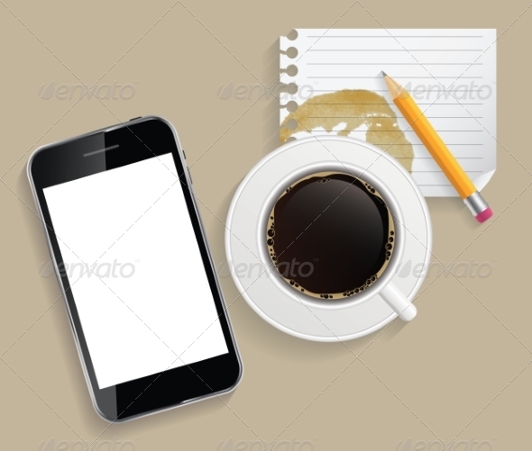GraphicRiver Coffee Cup with Abstract Tablet 8766082 GraphicRiver Coffee Cup with Abstract Tablet 8766082