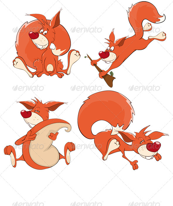 GraphicRiver Set of Squirrels Cartoon 8767210 GraphicRiver Set of Squirrels Cartoon 8767210