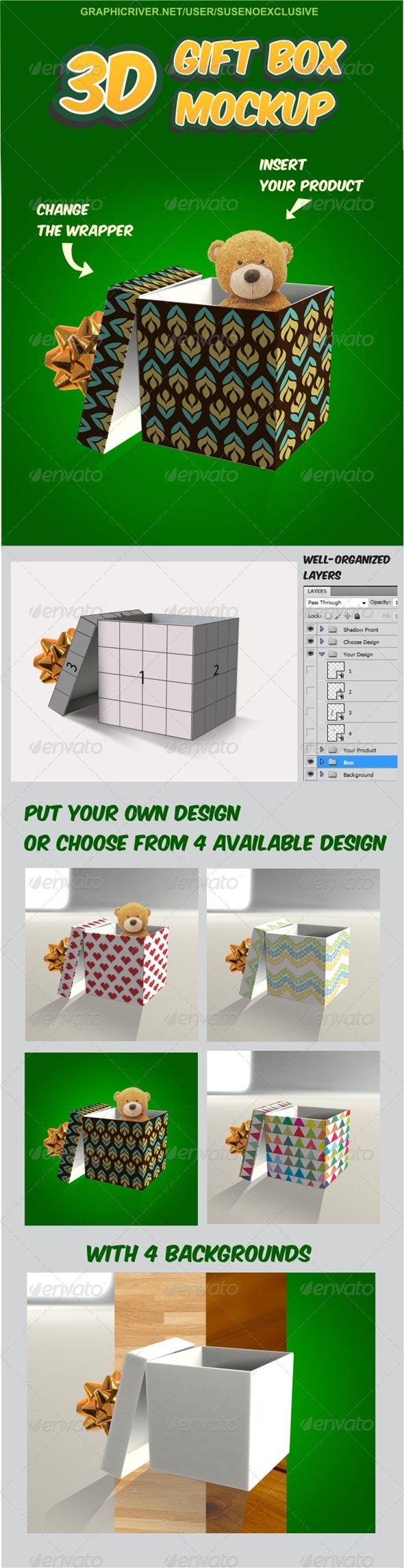 GraphicRiver 3D Gift Box Mockup 8726307 GraphicRiver 3D Gift Box Mockup 8726307