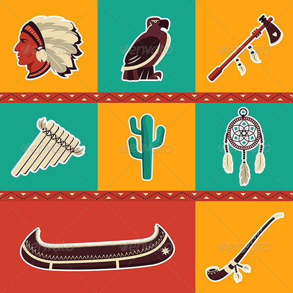 GraphicRiver American Indian Icons Set 8767832 GraphicRiver American Indian Icons Set 8767832