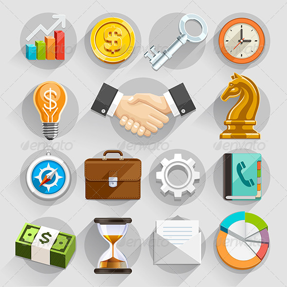 GraphicRiver Business Flat Icons Color Set 8768333 GraphicRiver Business Flat Icons Color Set 8768333