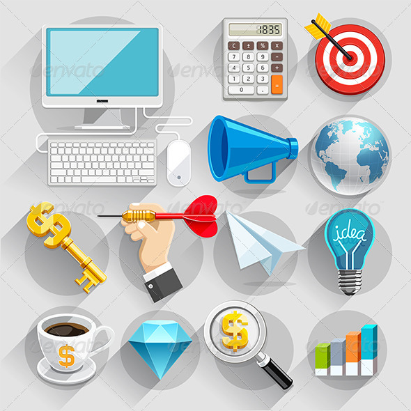 GraphicRiver Business Flat Icons Color Set 8769386 GraphicRiver Business Flat Icons Color Set 8769386