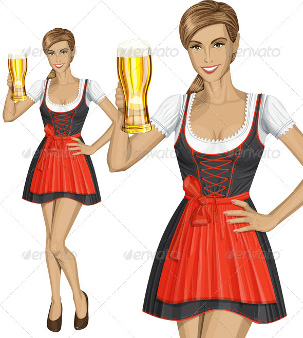 GraphicRiver Vector Cute Woman In Drindl On Oktoberfest 8770890 GraphicRiver Vector Cute Woman In Drindl On Oktoberfest 8770890