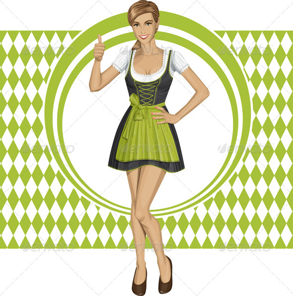 GraphicRiver Vector Cute Woman In Drindl On Oktoberfest 8770898 GraphicRiver Vector Cute Woman In Drindl On Oktoberfest 8770898