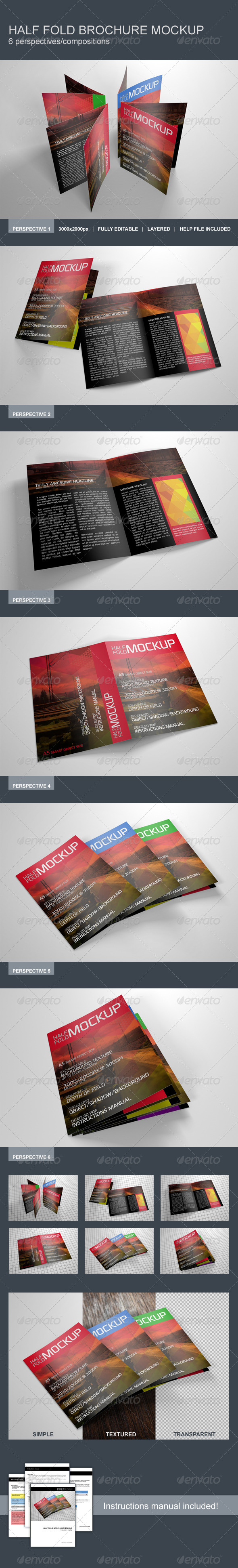 GraphicRiver Realistic Half Fold Brochure Mockup 8772259 GraphicRiver Realistic Half Fold Brochure Mockup 8772259