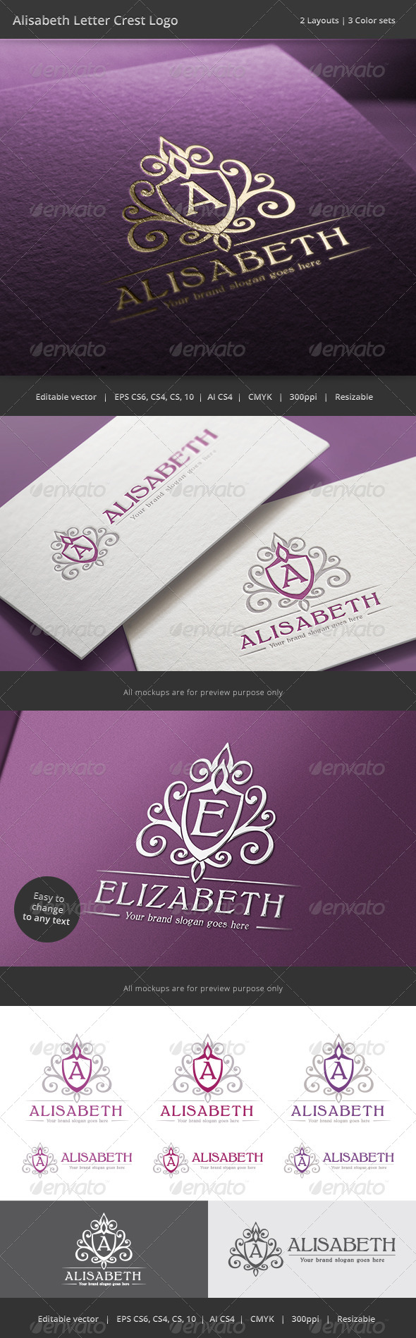 GraphicRiver Alisabeth Letter Crest Logo 8772977 GraphicRiver Alisabeth Letter Crest Logo 8772977