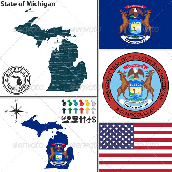 GraphicRiver Map of State Michigan USA 8773742 GraphicRiver Map of State Michigan USA 8773742