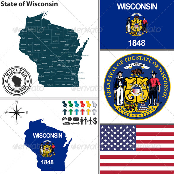 GraphicRiver Map of State Wisconsin USA 8773757 GraphicRiver Map of State Wisconsin USA 8773757