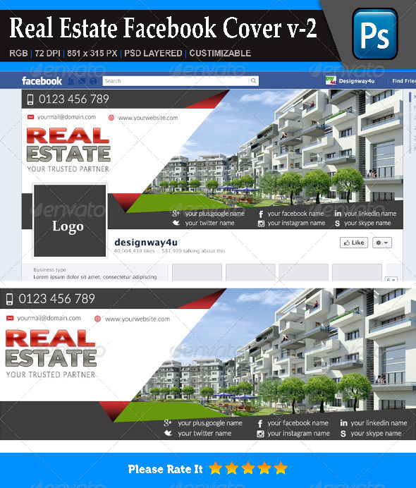 GraphicRiver Real Estate Facebook Cover v-2 8779982 GraphicRiver Real Estate Facebook Cover v-2 8779982