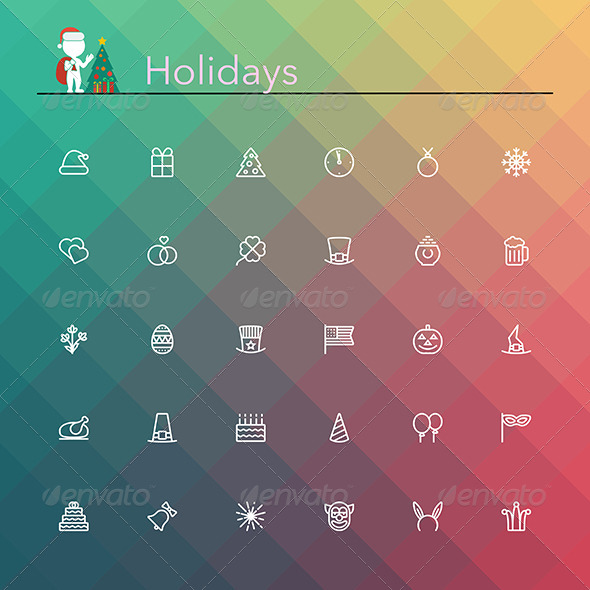 GraphicRiver Holidays Line Icons 8781971 GraphicRiver Holidays Line Icons 8781971