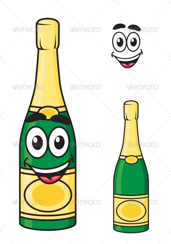 GraphicRiver Cartoon Champagne or Sparkling Wine Bottle 8781974 GraphicRiver Cartoon Champagne or Sparkling Wine Bottle 8781974