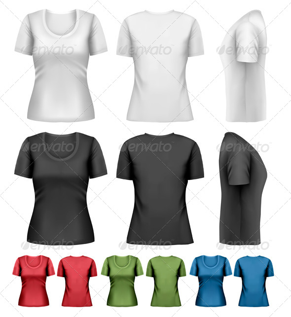 GraphicRiver Set of Colorful Female T-Shirts 8787342 GraphicRiver Set of Colorful Female T-Shirts 8787342