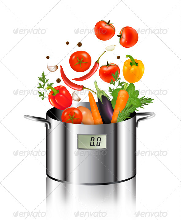 GraphicRiver Vegetables Falling into a Pot 8787377 GraphicRiver Vegetables Falling into a Pot 8787377