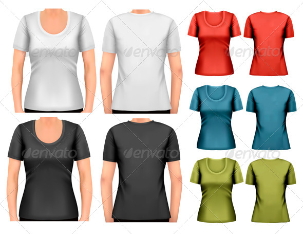 GraphicRiver Set of Colorful Female T-Shirts 8787490 GraphicRiver Set of Colorful Female T-Shirts 8787490
