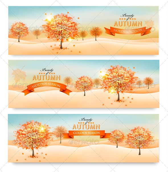 GraphicRiver Three Autumn Abstract Banners with Colorful Leaves 8787530 GraphicRiver Three Autumn Abstract Banners with Colorful Leaves 8787530