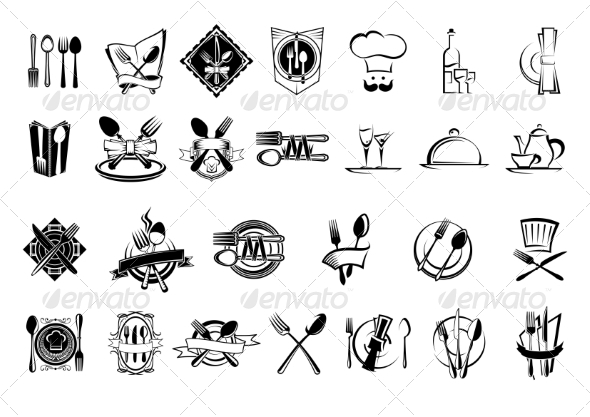 GraphicRiver Food Restaurant and Silverware Icons Set 8788071 GraphicRiver Food Restaurant and Silverware Icons Set 8788071