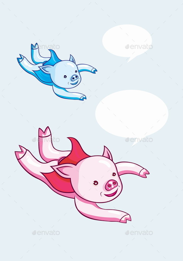 GraphicRiver Pig Flying Cartoon 8788349 GraphicRiver Pig Flying Cartoon 8788349