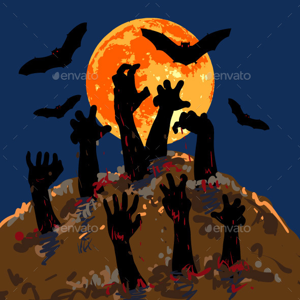 GraphicRiver Zombies s Hands Emerge from Grave 8789525 GraphicRiver Zombies s Hands Emerge from Grave 8789525
