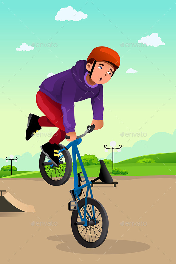 GraphicRiver Boy Doing a Bike Stunt 8789719 GraphicRiver Boy Doing a Bike Stunt 8789719