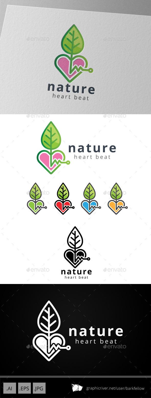 GraphicRiver Nature Love Heart Beat Logo 8789845 GraphicRiver Nature Love Heart Beat Logo 8789845