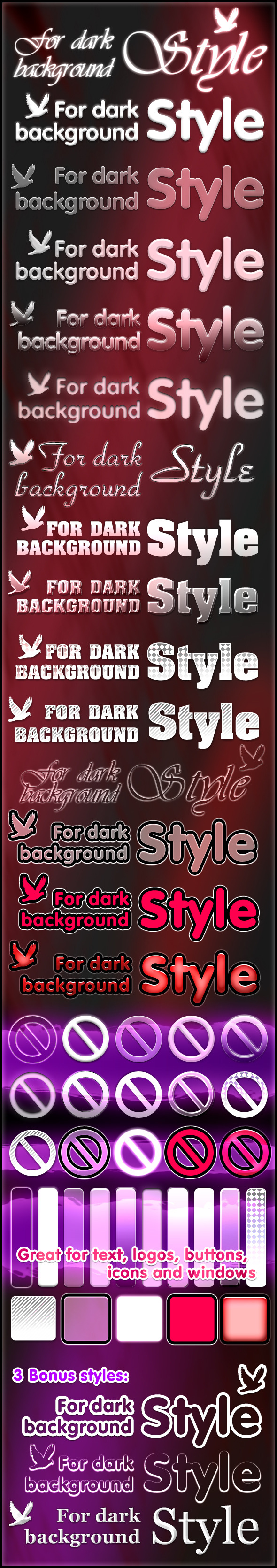 Styles for dark background - Text Effects Styles