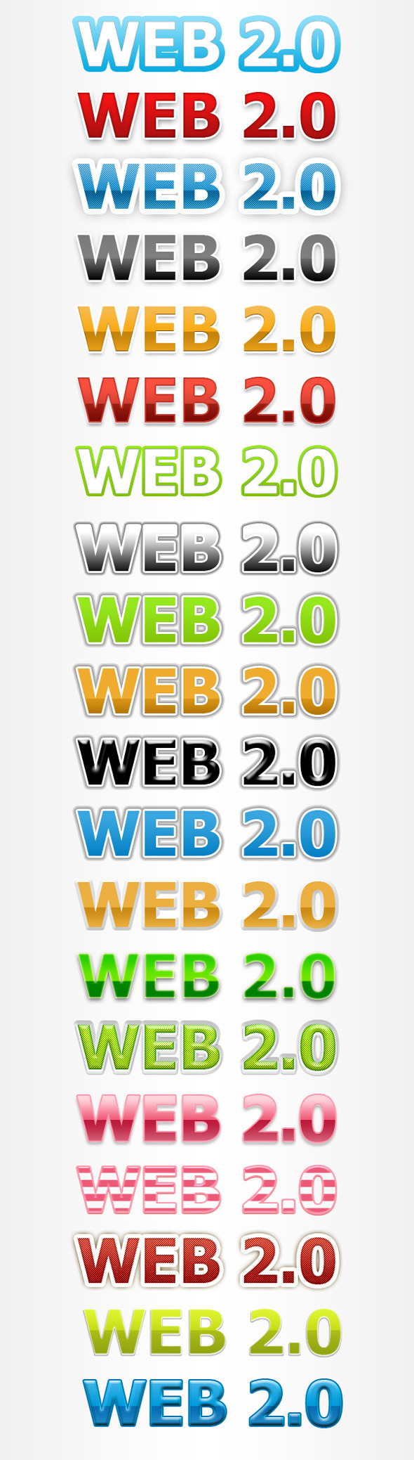20 Pro Web 2.0 Text Styles 20 Pro Web 2.0 Text Styles