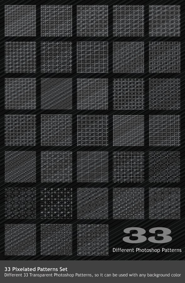 33 Pixelated Patterns Set - Photoshop Add-ons
