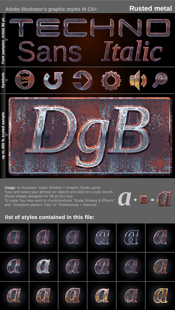Illustrator Graphic Styles - Rusted metal - Styles Illustrator