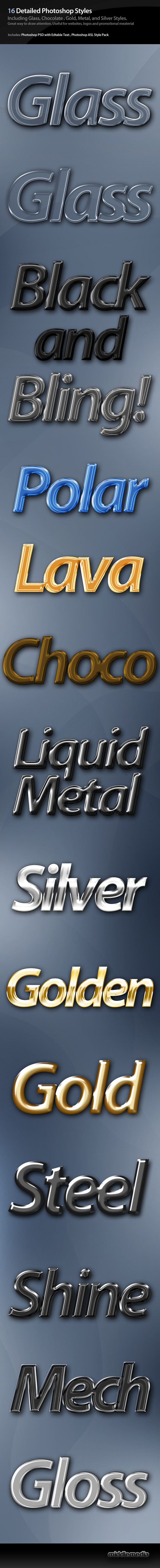 16 Detailed Photoshop Styles - Text Effects Styles