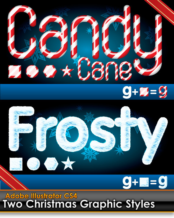 Two Christmas Illustrator Graphic Styles - Styles Illustrator
